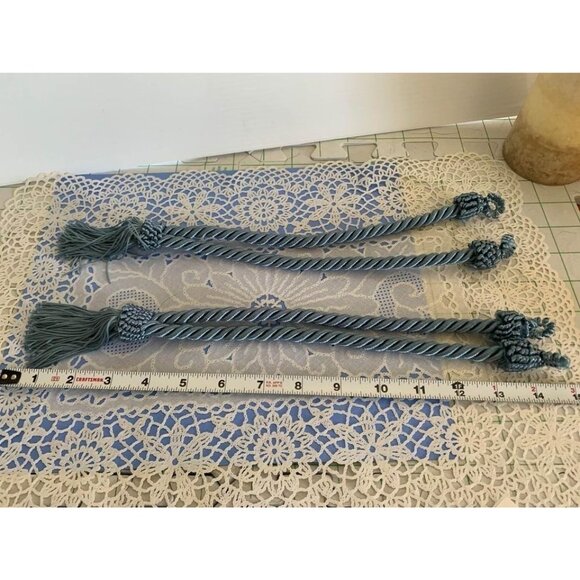 Cord & Tassel Blue Curtain Cord and Tassel Tiebacks Set of 2 - Picture 8 of 10